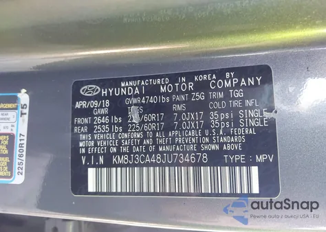 2018 Hyundai Tucson Sel from USA, damaged, VIN KM8J3CA48JU734678